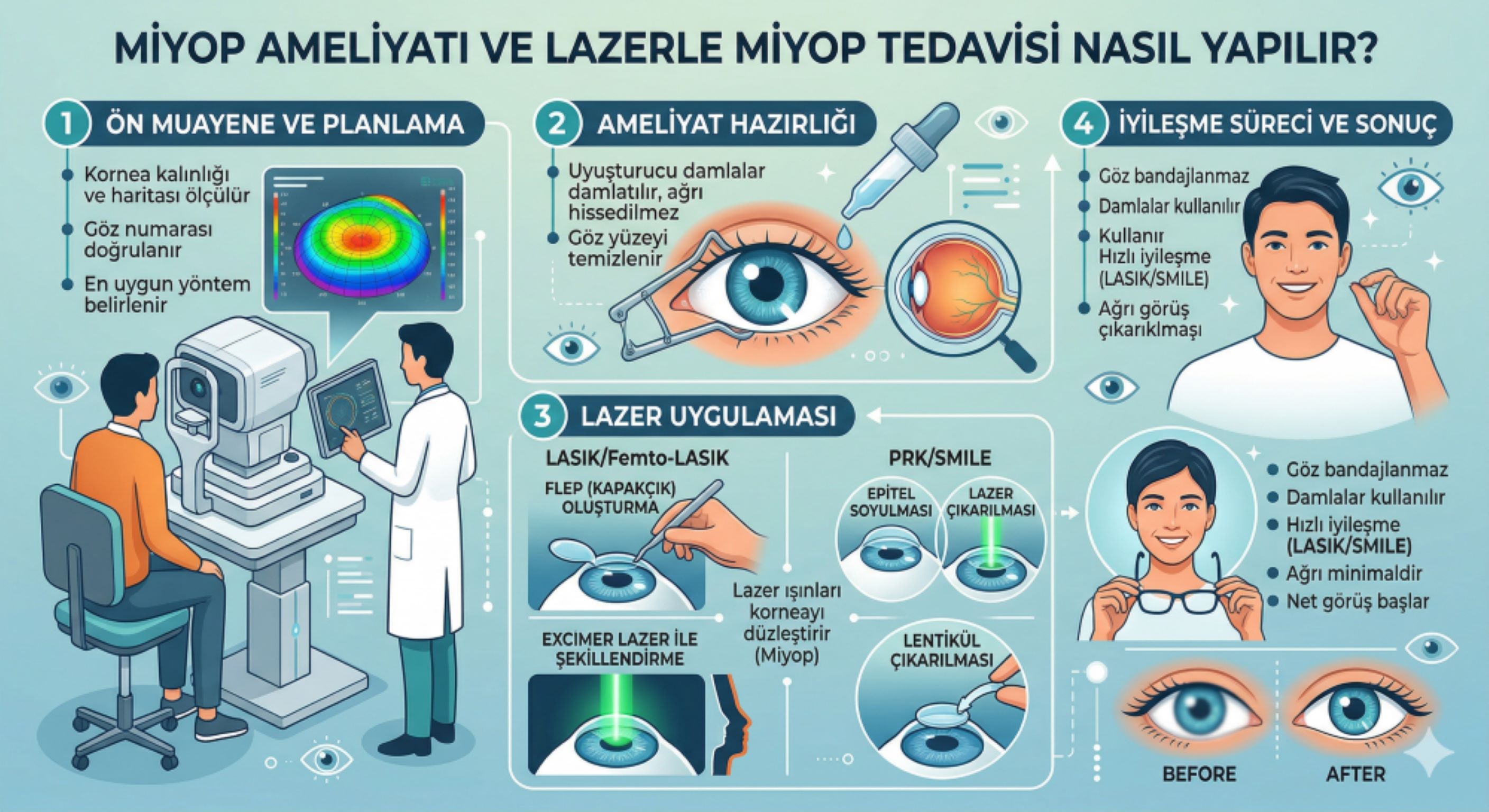 Miyop Ameliyatı ve Lazerle Miyop Tedavisi Nasıl Yapılır